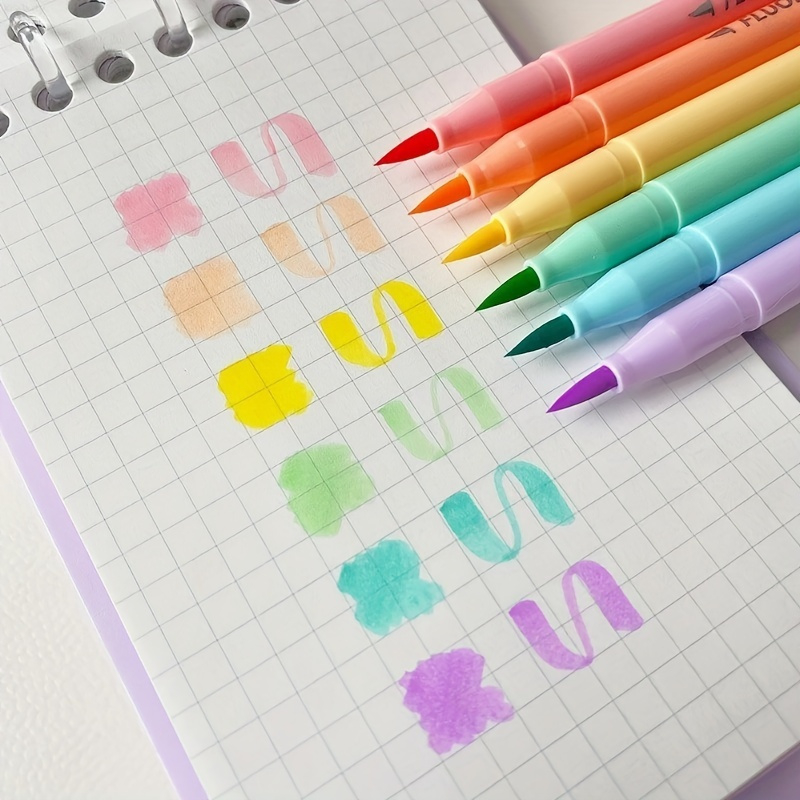 Pastel Highlighter Set Double Ended - Juego de bolígrafos fluorescentes con pincel