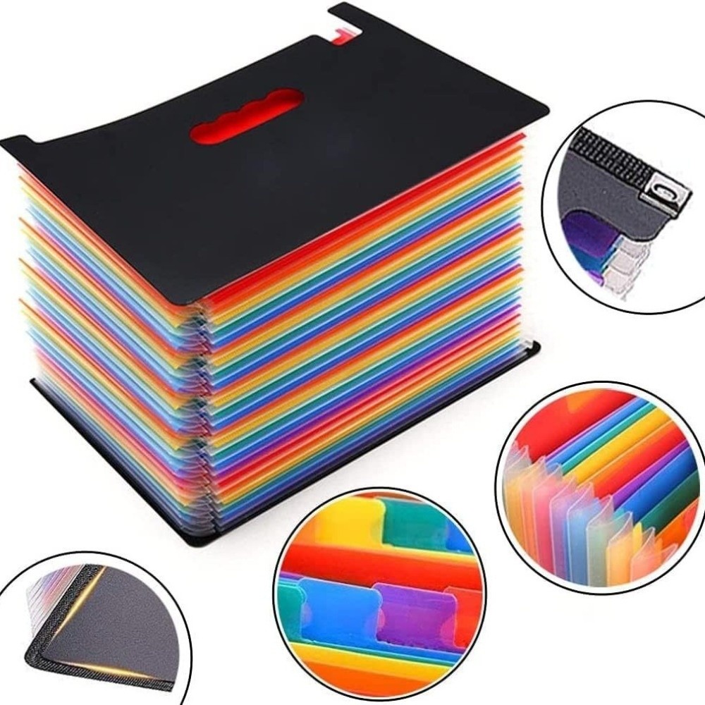 Expandable Accordion File Folder 13 Pockets - Caja de Archivo Expandible Portátil de