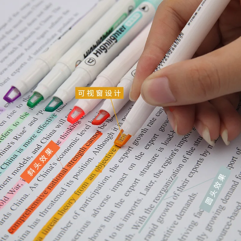 Pastel Highlighter Set Double Ended - Rotulador de punta de ventana único,